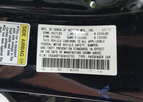 2012 Acura Tl 3.7 z USA, uszkodzony, nr VIN 19UUA9F74CA002793